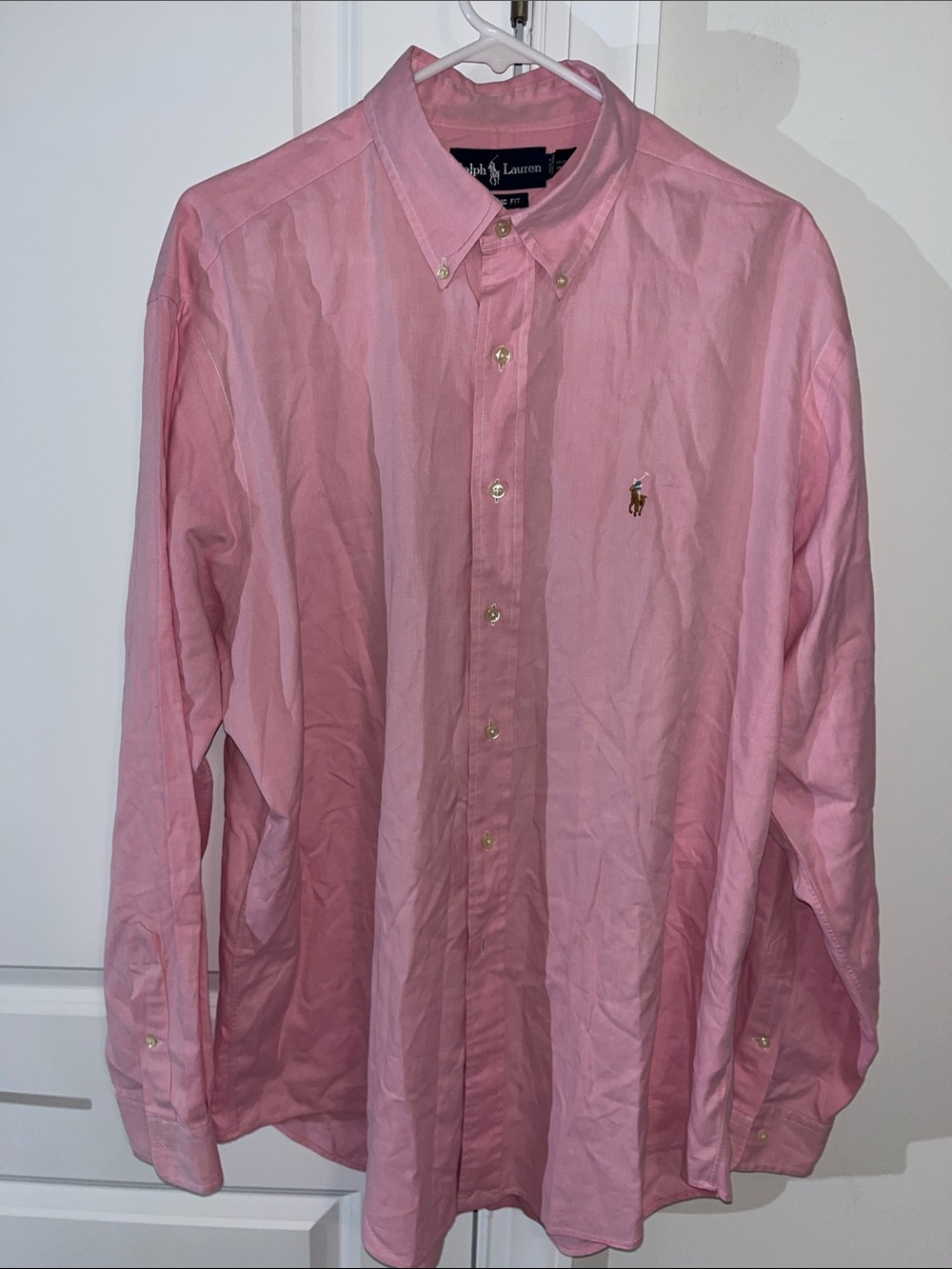 Polo Ralph Lauren pink w/pony men’s shirt classic 16 1/2”x 37” L TALL LONG
